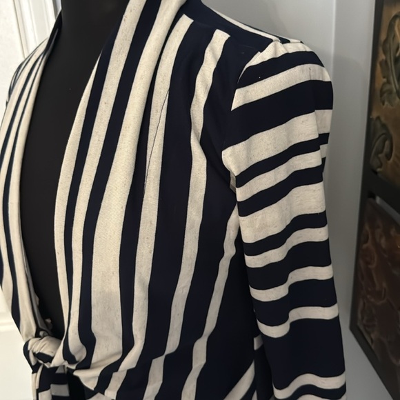 Chico’s NWT Woman’s Everyday Tie Drop Shoulder Striped Cardigan - Picture 6 of 13